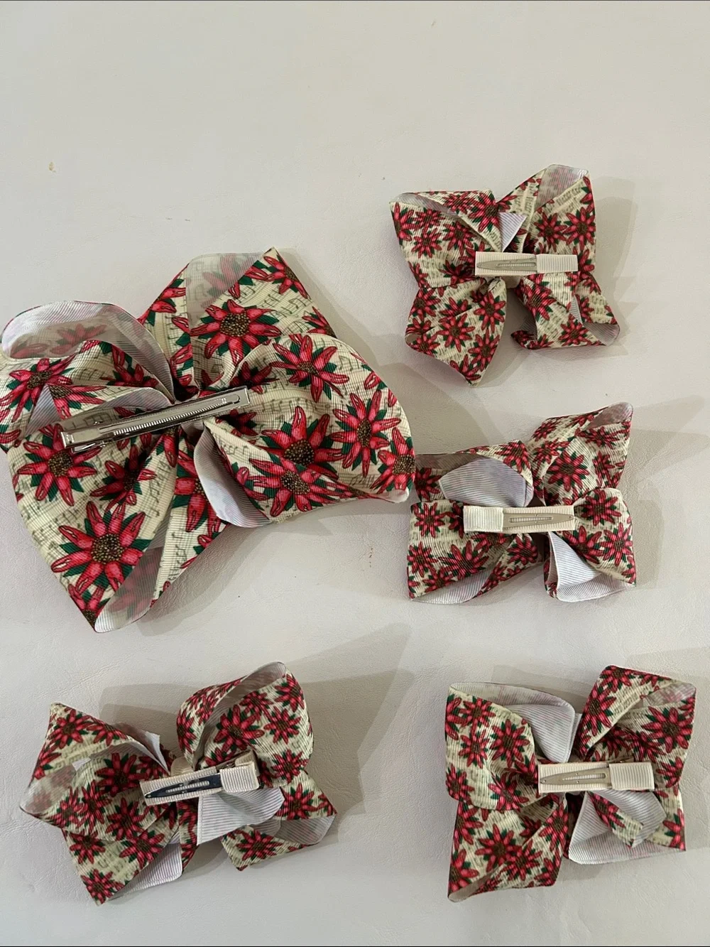 Holiday Poinsettia Kids Hair Bow Bundle